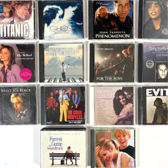 1990s Movie Soundtracks 15 CD Bundle Evita Titanic Gump Bodyguard Ghost McBeal
